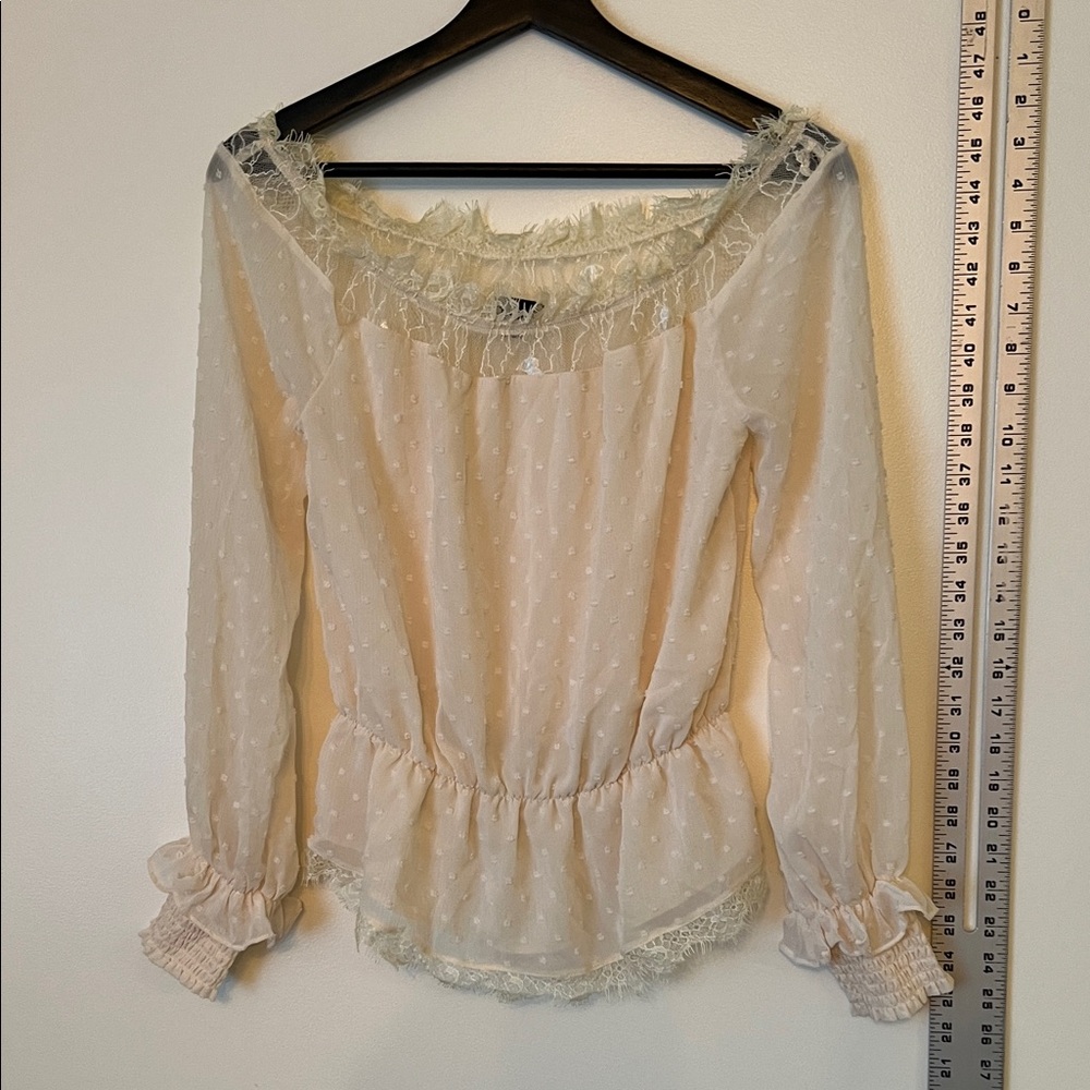 NBD Cream Lace Detail Blouse